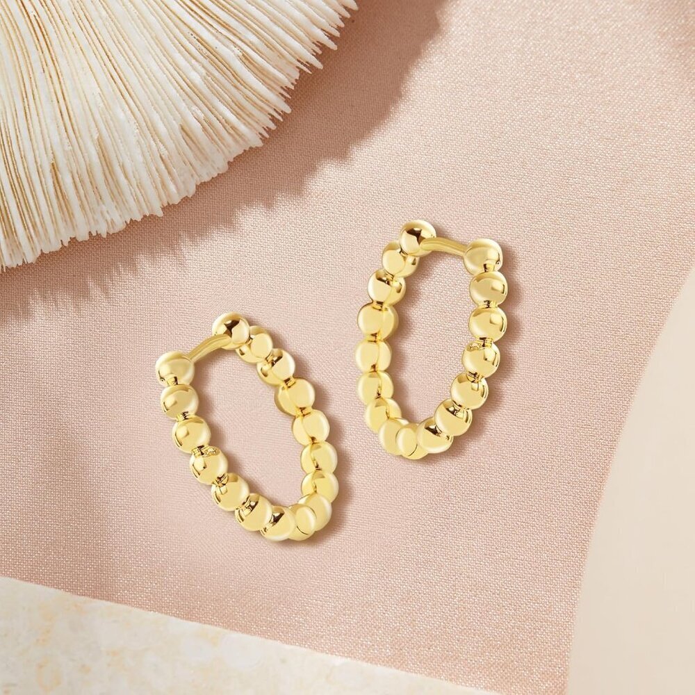 18K Gold Plated Huggie Hoop Earrings Hypoallergenic Lightweight Jewelry